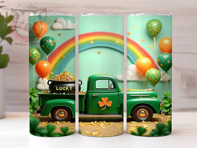 St. Patrick's Day Tumbler Wrap, Lucky Truck Design, Glitter Clover Tumbler Wrap, 20oz Sublimation Wrap, Irish Holiday Drinkware, Digital Download Tumbler, Fun St. Patty's Gift Sublimation Lara' s Designs 
