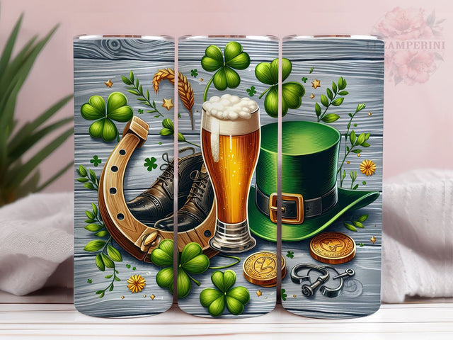 St. Patrick's Day Tumbler Wrap png, St. Patrick's Day Horseshoe 20 oz skinny tumbler png, Straight & Tapered Tumbler Wrap, Instant Digital Download Sublimation Li Zamperini 