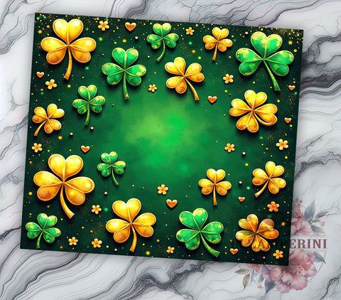 St. Patrick's Day Tumbler Wrap, Shamrock Clover Design, 20oz Sublimation Wrap, Irish Holiday Drinkware, Digital Download Tumbler, Clover Art, Festive St. Patty's Gift Sublimation Li Zamperini 