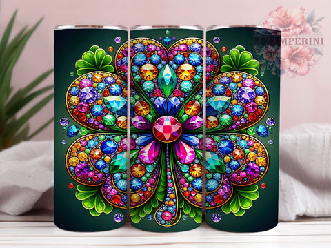 St. Patrick's Day Tumbler Wrap, Sparkly Shamrock Design, Glittery Clover Tumbler Wrap, 20oz Sublimation Wrap, Trendy Irish Drinkware, Digital Download Tumbler, Lucky Clover Sublimation Li Zamperini 