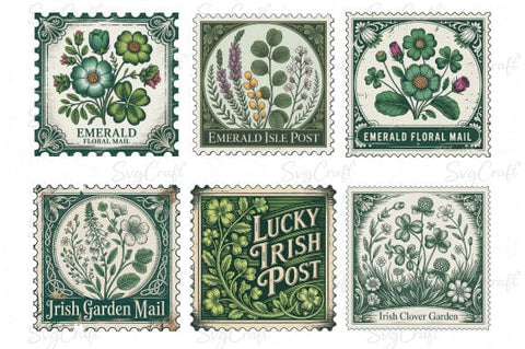 St. Patrick’s Day Vintage Postage Stamp Bundle PNG SVG Svgcraft 