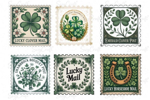 St. Patrick’s Day Vintage Postage Stamp Bundle PNG SVG Svgcraft 