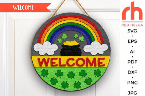 St. Patrick's Day Welcome Door Sign SVG, Irish Hanger Cut File SVG RedHelgaArt 