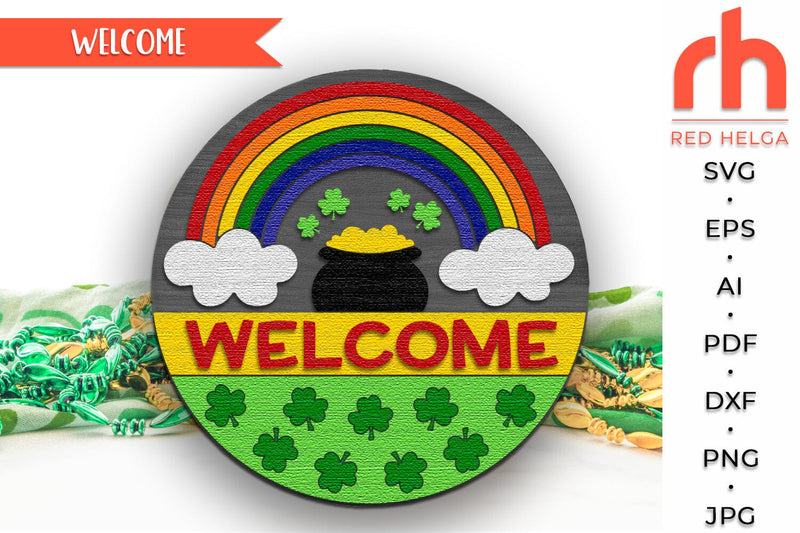St. Patrick's Day Welcome Door Sign SVG, Irish Hanger Cut File SVG RedHelgaArt 