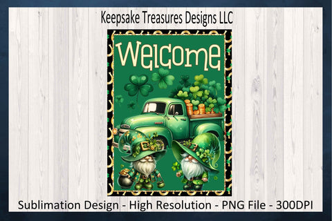 St. Patrick's Day Welcome Gnome Garden Flag, Sublimation PNG, Spring Yard Flag, Digital Download, Happy St. Patrick's Day PNG, Printable PNG Sublimation Keepsake Treasures Designs LLC. 