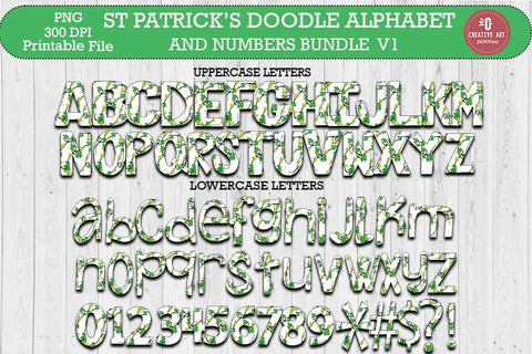 St Patrick’s Doodle Alphabet And Numbers and Clipart Bundle SVG jacpot007 