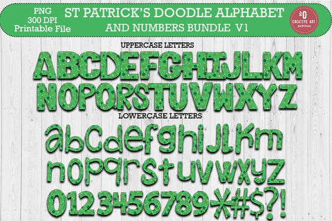St Patrick’s Doodle Alphabet And Numbers and Clipart Bundle SVG jacpot007 