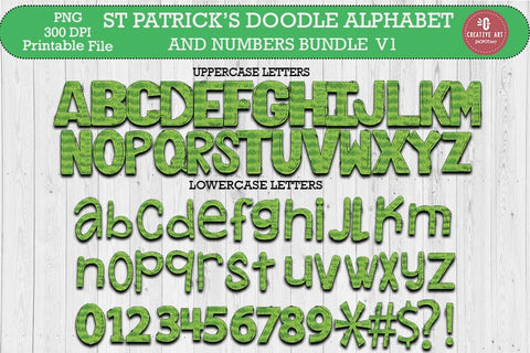 St Patrick’s Doodle Alphabet And Numbers and Clipart Bundle SVG jacpot007 