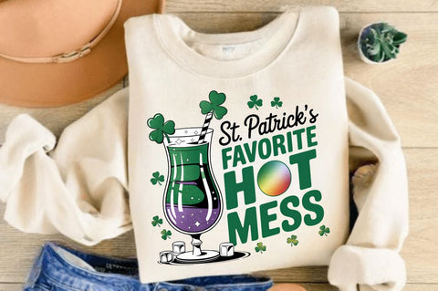 St Patricks Favorite Hot Mess Sublimation Design Sublimation Regulrcrative 