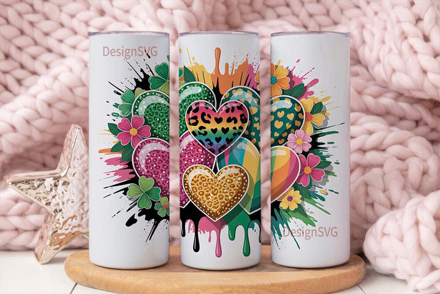 St. Patrick's Glitter Hearts 20oz Sublimation DesignSVG 