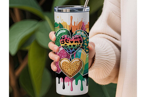 St. Patrick's Glitter Hearts 20oz Sublimation DesignSVG 