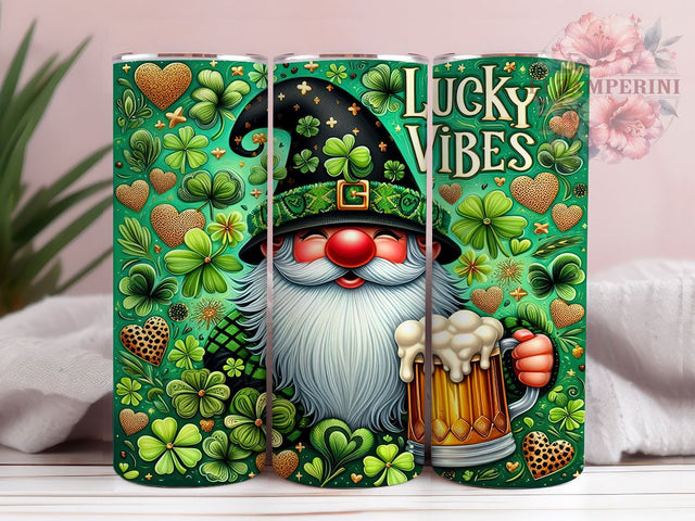 St. Patrick's Gnome 20oz Tumbler Wrap, St Patrick's Day, Gnome Tumbler, Lucky Vibes, Sublimation Wrap, 20oz Tumbler, St Patrick's Decor, Gnome Lover Gift Sublimation Li Zamperini 