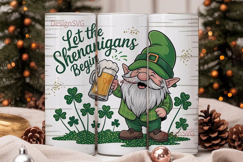St. Patrick's Gnome 20oz Tumbler Wrap Sublimation DesignSVG 