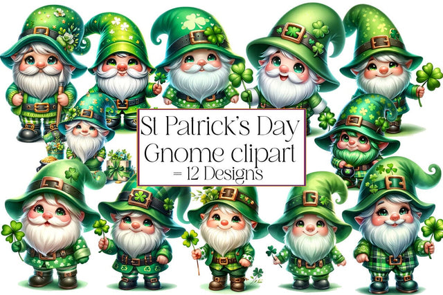 St Patrick's Gnome Illustrator Clipart,Quotes and Sayings,Food & Drink,On Sale, Print & Cut Sublimation Newmockups 