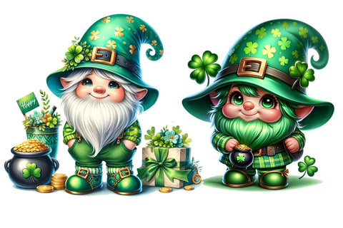 St Patrick's Gnome Illustrator Clipart,Quotes and Sayings,Food & Drink,On Sale, Print & Cut Sublimation Newmockups 