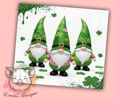 St. Patrick's Gnome Shamrock Tumbler Wrap, Gnome Tumbler, 20oz Tumbler Wrap, Sublimation Design, Irish Gnome Decor, Shamrock Drinkware, Holiday Gifts Sublimation Lara' s Designs 