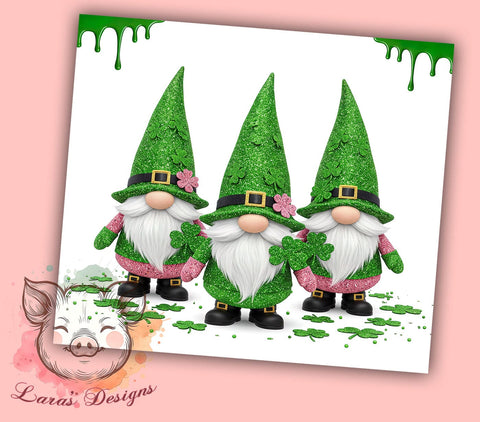 St. Patrick's Gnome Shamrock Tumbler Wrap, Gnome Tumbler, 20oz Tumbler Wrap, Sublimation Design, Irish Gnome Decor, Shamrock Drinkware, Holiday Gifts Sublimation Lara' s Designs 