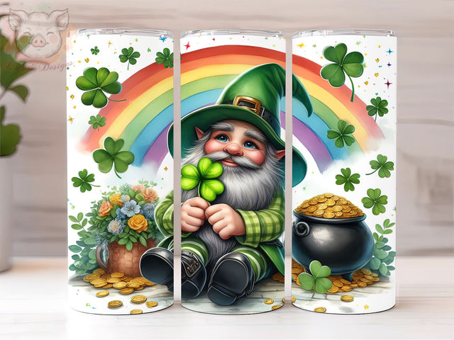St Patrick's Gnome Tumbler Wrap, 20 oz Skinny Tumbler Sublimation Design, Gnome Tumbler Wrap, St Patrick's Tumbler Wrap, Digital Download Sublimation Lara' s Designs 