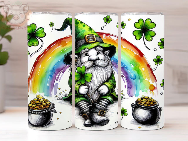 St Patrick's Gnome Tumbler Wrap, 20 oz Skinny Tumbler Sublimation Design, Gnome Tumbler Wrap, St Patrick's Tumbler Wrap, Digital Download Sublimation Lara' s Designs 