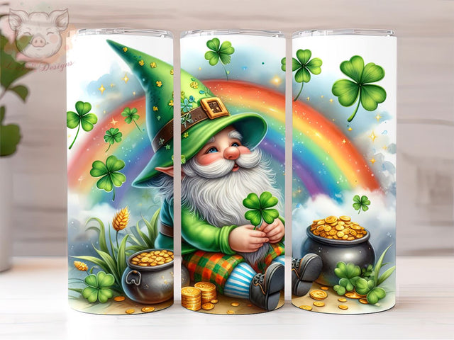 St Patrick's Gnome Tumbler Wrap, 20 oz Skinny Tumbler Sublimation Design, Gnome Tumbler Wrap, St Patrick's Tumbler Wrap, Digital Download Sublimation Lara' s Designs 