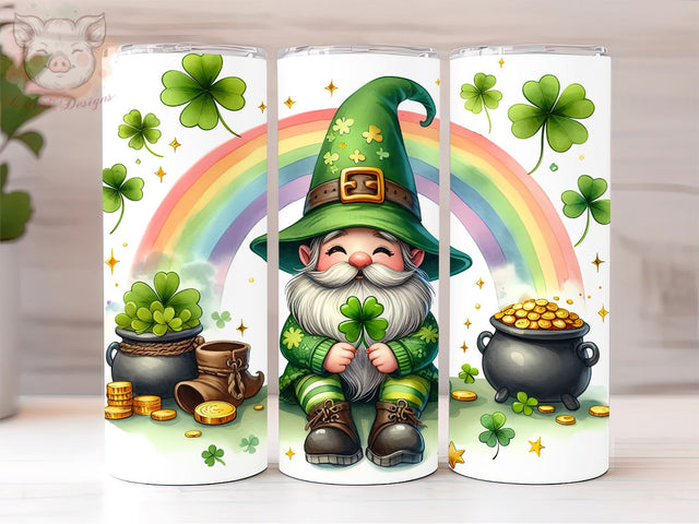 St Patrick's Gnome Tumbler Wrap, 20 oz Skinny Tumbler Sublimation Design, Gnome Tumbler Wrap, St Patrick's Tumbler Wrap, Digital Download Sublimation Lara' s Designs 
