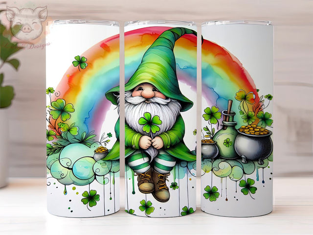 St Patrick's Gnome Tumbler Wrap, 20 oz Skinny Tumbler Sublimation Design, Gnome Tumbler Wrap, St Patrick's Tumbler Wrap, Digital Download Sublimation Lara' s Designs 