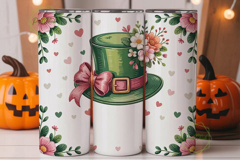 St. Patrick's Hat & Bow 20oz Tumbler Sublimation PixelChick 