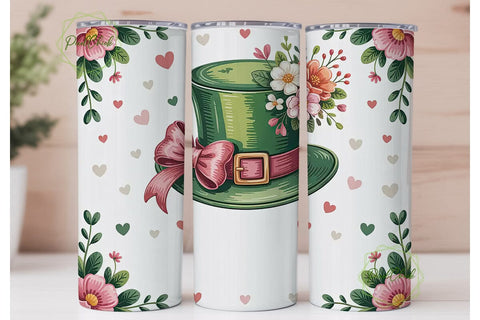 St. Patrick's Hat & Bow 20oz Tumbler Sublimation PixelChick 