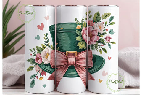 St. Patrick's Hat & Bow 20oz Tumbler Sublimation PixelChick 