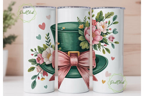 St. Patrick's Hat & Bow 20oz Tumbler Sublimation PixelChick 