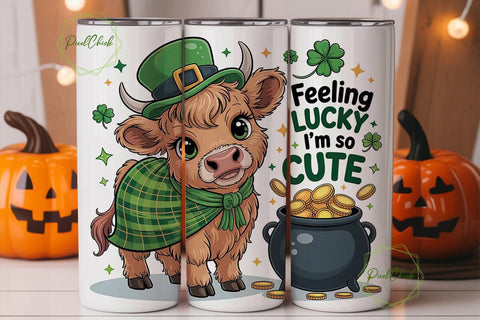 St. Patrick's Highland Cow 20oz Tumbler Sublimation PixelChick 