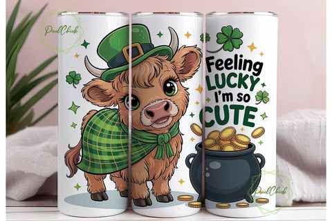 St. Patrick's Highland Cow 20oz Tumbler Sublimation PixelChick 