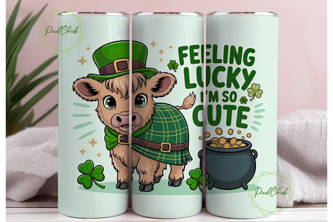 St. Patrick's Highland Cow 20oz Tumbler Sublimation PixelChick 