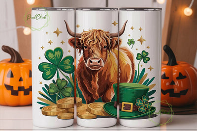 St. Patrick's Highland Cow 20oz Tumbler Sublimation PixelChick 