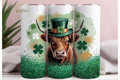 St. Patrick's Highland Cow 20oz Tumbler Sublimation PixelChick 