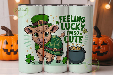 St. Patrick's Highland Cow 20oz Tumbler Sublimation PixelChick 
