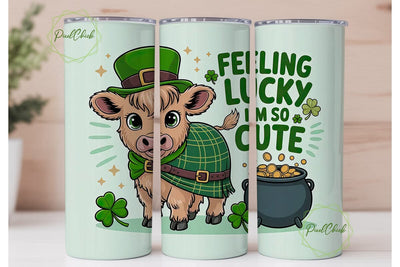 St. Patrick's Highland Cow 20oz Tumbler Sublimation PixelChick 