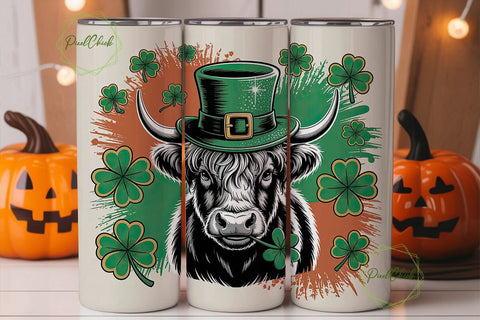 St. Patrick's Highland Cow 20oz Tumbler Sublimation PixelChick 