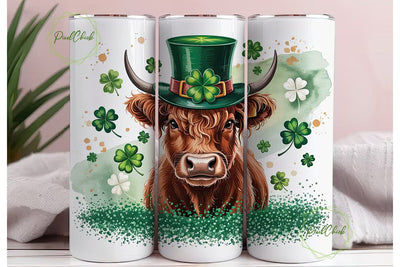 St. Patrick's Highland Cow 20oz Tumbler Sublimation PixelChick 