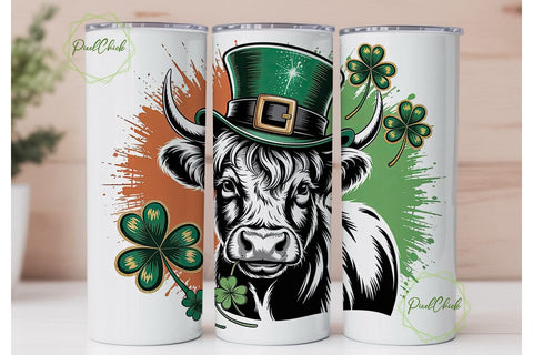 St. Patrick's Highland Cow 20oz Tumbler Sublimation PixelChick 