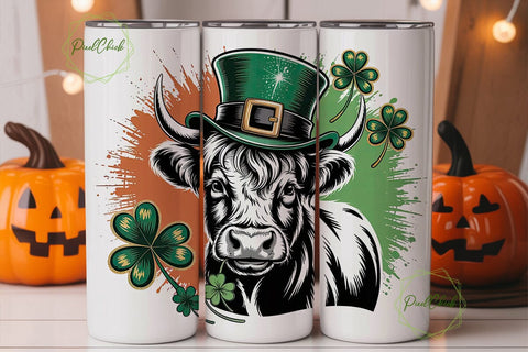 St. Patrick's Highland Cow 20oz Tumbler Sublimation PixelChick 