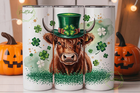 St. Patrick's Highland Cow 20oz Tumbler Sublimation PixelChick 