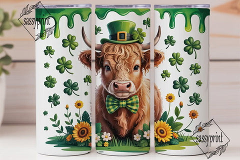 St. Patrick's Highland Cow 20oz Tumbler Sublimation sassyprint 
