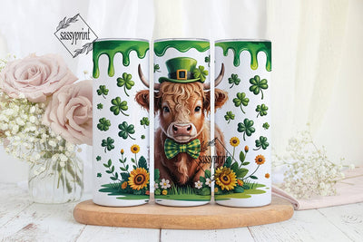 St. Patrick's Highland Cow 20oz Tumbler Sublimation sassyprint 
