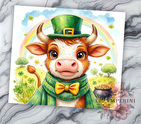 St. Patrick's Highland Cow Cute Tumbler, St. Patrick's Day, Highland Cow Tumbler, Irish Cow, 20oz Sublimation, Cow Lover Gift, Cute Cow Decor, St. Pat's Tumbler Sublimation Li Zamperini 