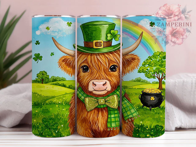 St. Patrick's Highland Cow Cute Tumbler, St. Patrick's Day, Highland Cow Tumbler, Irish Cow, 20oz Sublimation, Cow Lover Gift, Cute Cow Decor, St. Pat's Tumbler Sublimation Li Zamperini 
