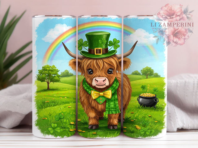 St. Patrick's Highland Cow Cute Tumbler, St. Patrick's Day, Highland Cow Tumbler, Irish Cow, 20oz Sublimation, Cow Lover Gift, Cute Cow Decor, St. Pat's Tumbler Sublimation Li Zamperini 