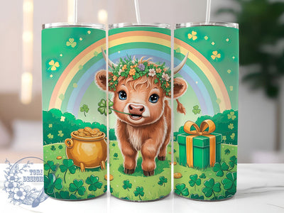 St Patrick’s Highland Cow Tumbler, Highland Cow Tumbler, Stylish 20oz Wrap, Sublimation Design, Trendy Gift Idea, Shamrock Cow Wrap, Lucky Highland Tumbler Sublimation ToriDesigns 