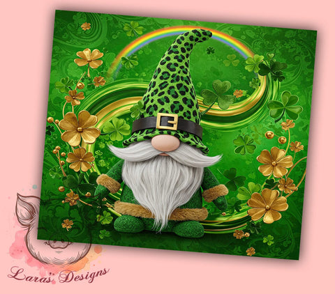 St. Patrick's Irish Gnome Shamrock Tumbler, Gnome Tumbler, 20oz Tumbler Wrap, Sublimation Design, Irish Gnome, Shamrock Drinkware, Holiday Gifts Sublimation Lara' s Designs 