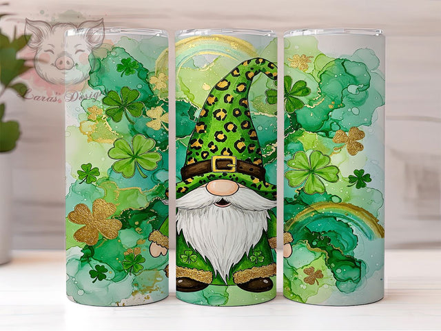 St. Patrick's Irish Gnome Shamrock Tumbler, Gnome Tumbler, 20oz Tumbler Wrap, Sublimation Design, Irish Gnome, Shamrock Drinkware, Holiday Gifts Sublimation Lara' s Designs 